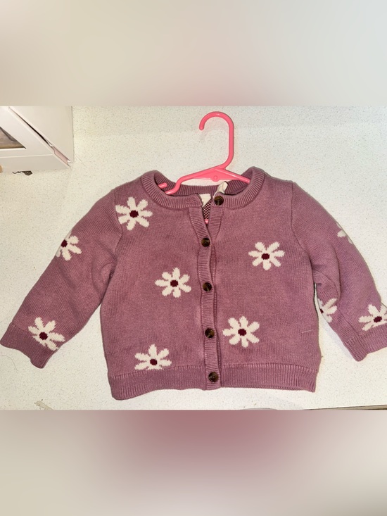 GAP Other - GAP Pink Knit Baby Cardigan with Cream Daisy Detail